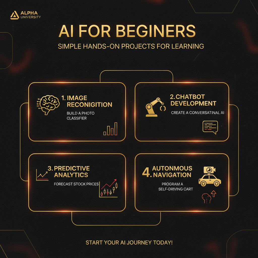 Infographic visualizing: AI for Beginners: Simple Hands-On Projects for Learning
