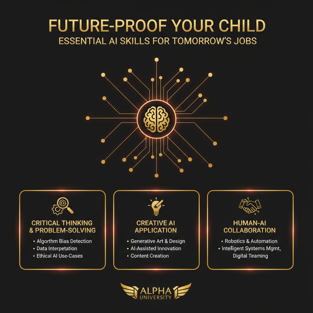 Infographic visualizing: Future-Proof Your Child: Essential AI Skills for Tomorrow's Jobs