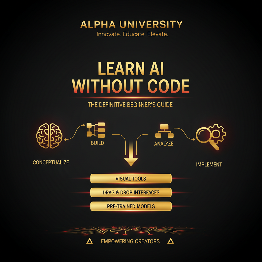 Infographic visualizing: Learn AI Without Code: The Definitive Beginner's Guide